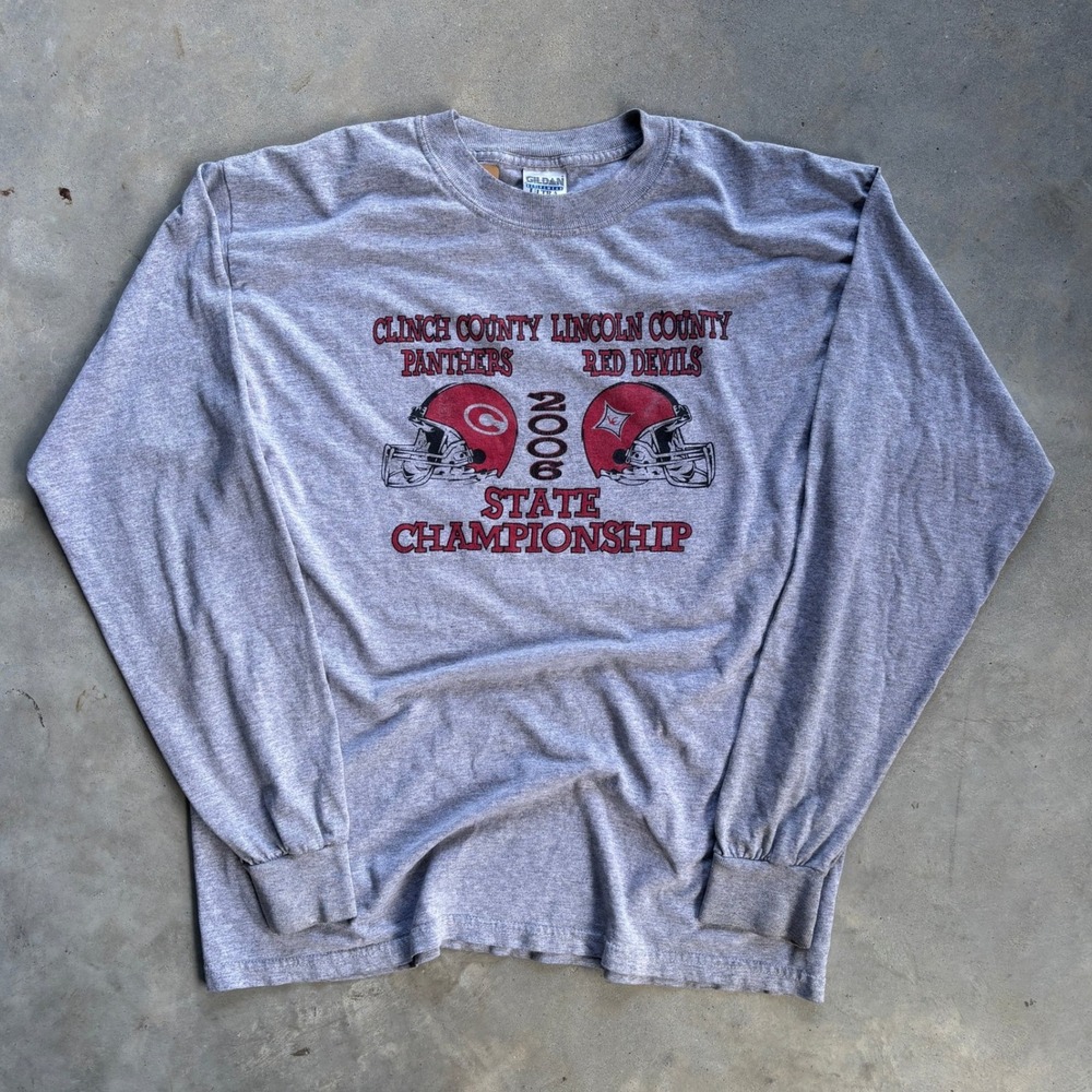 Vintage Clinch County 2006 State Championship Long Sleeve T-Shirt Mens L Gray